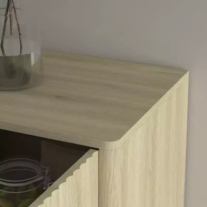 55" Modern Fluted Sideboard Buffet Cabinet with Doors and Adjustable Shelves, Storage Cabinet for Entryway, Dining Room or Living Room