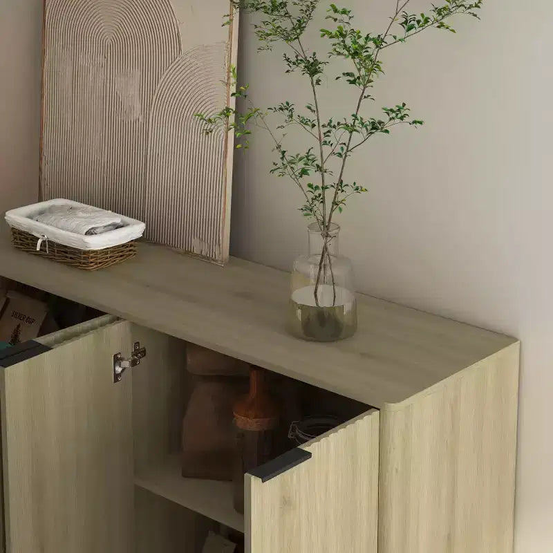 55" Modern Fluted Sideboard Buffet Cabinet with Doors and Adjustable Shelves, Storage Cabinet for Entryway, Dining Room or Living Room
