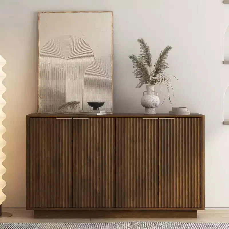 55" Modern Fluted Sideboard Buffet Cabinet with Doors and Adjustable Shelves, Storage Cabinet for Entryway, Dining Room or Living Room