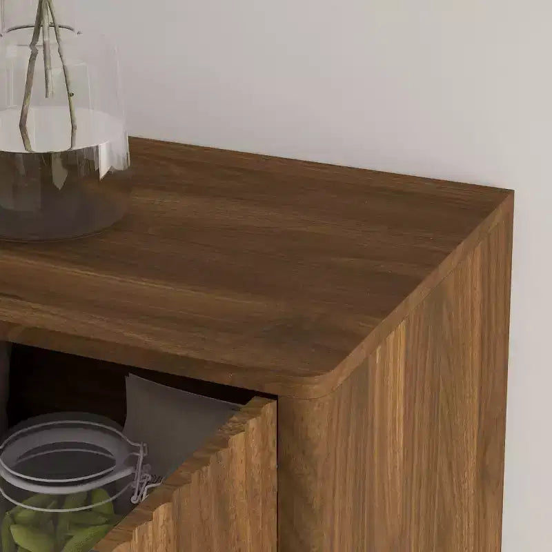 55" Modern Fluted Sideboard Buffet Cabinet with Doors and Adjustable Shelves, Storage Cabinet for Entryway, Dining Room or Living Room