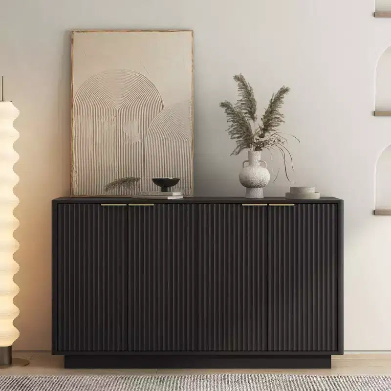 55" Modern Fluted Sideboard Buffet Cabinet with Doors and Adjustable Shelves, Storage Cabinet for Entryway, Dining Room or Living Room