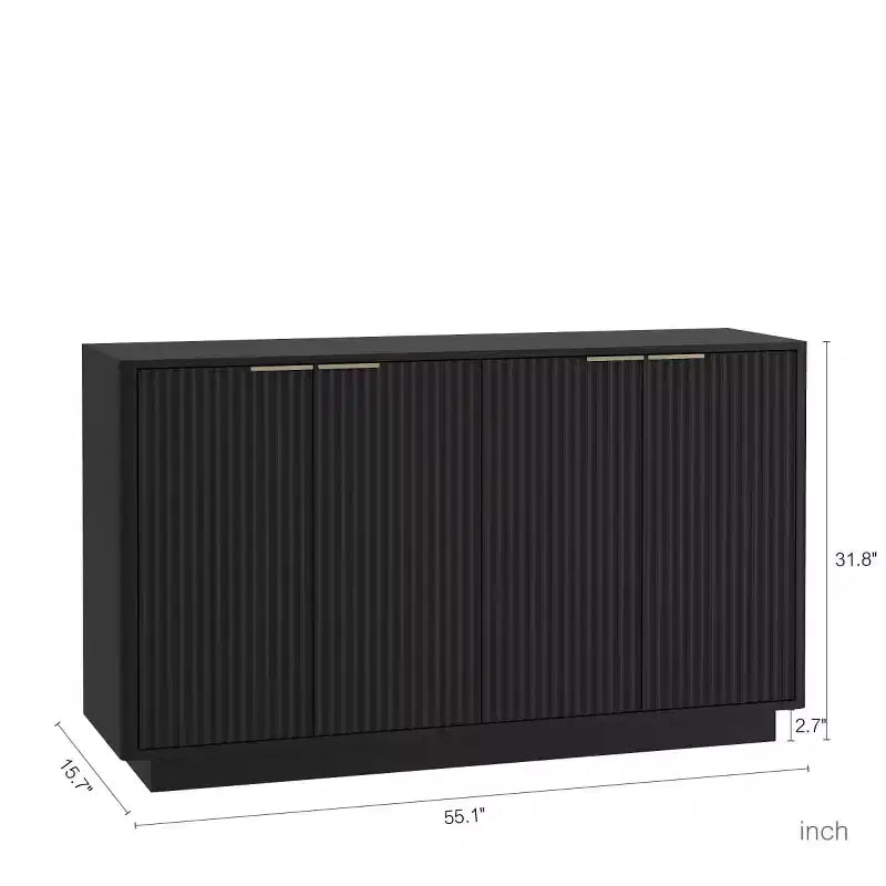 55" Modern Fluted Sideboard Buffet Cabinet with Doors and Adjustable Shelves, Storage Cabinet for Entryway, Dining Room or Living Room
