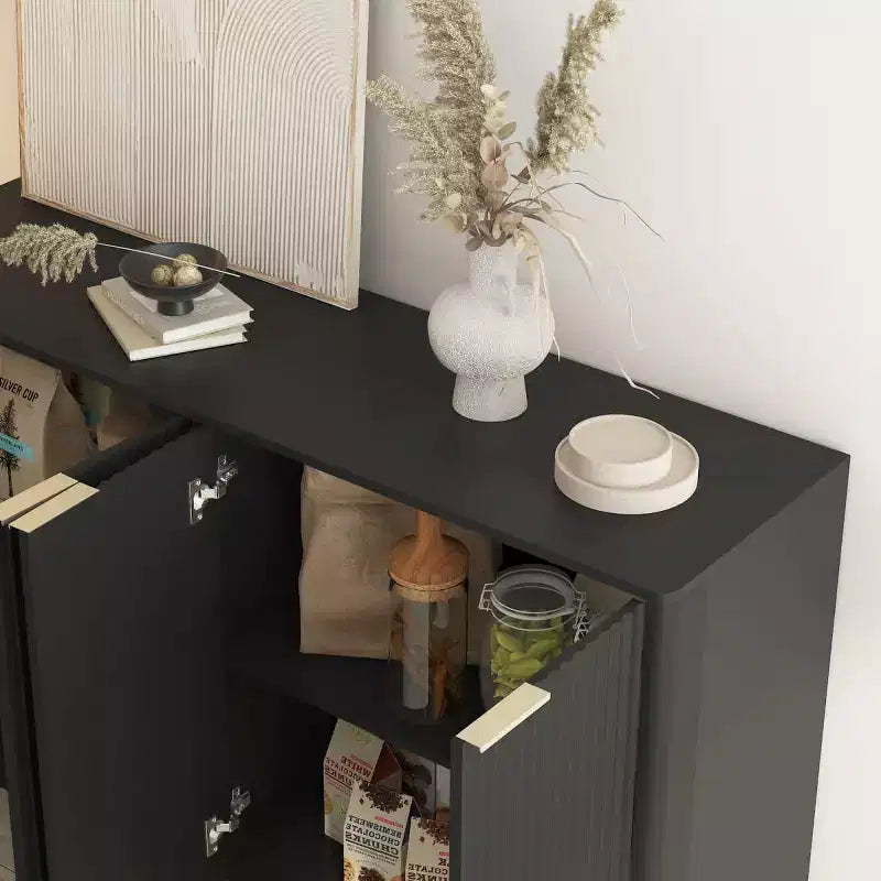 55" Modern Fluted Sideboard Buffet Cabinet with Doors and Adjustable Shelves, Storage Cabinet for Entryway, Dining Room or Living Room