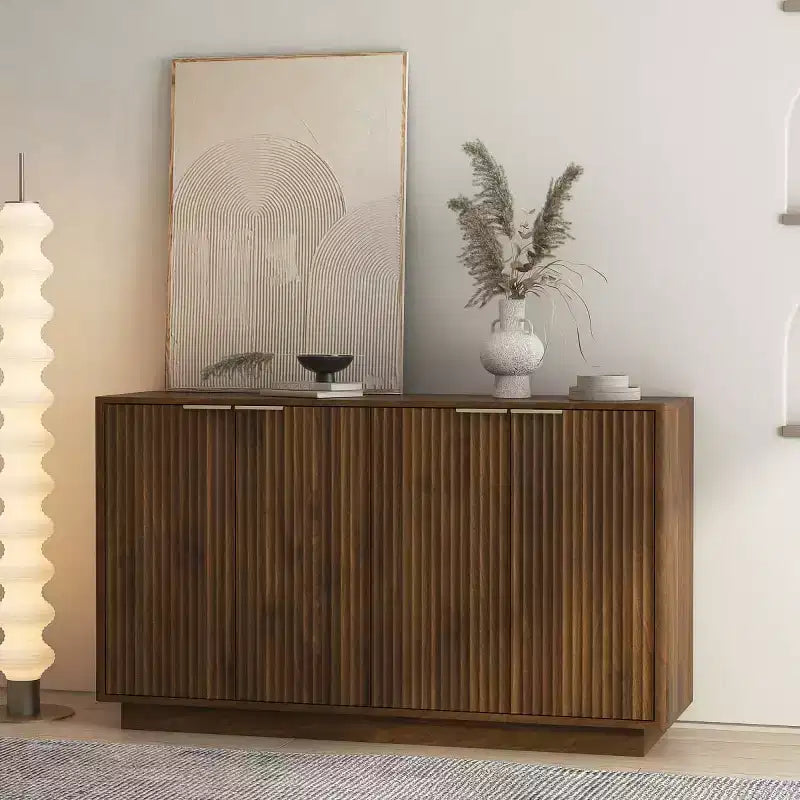 55" Modern Fluted Sideboard Buffet Cabinet with Doors and Adjustable Shelves, Storage Cabinet for Entryway, Dining Room or Living Room