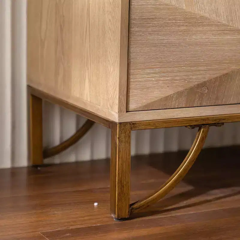 Modern 6-Drawer Dresser with Geometric Carved Fronts and Gold Metal Legs, Storage Cabinet for Bedroom, Entryway or Living Room