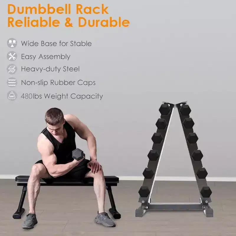 Dumbbell Rack Stand Only, A-Frame 2.0 MM Thick Steel Dumbbells Weight Storage Rack for Home Game