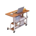 80x40cm Portable Rolling Desk  Adjustable Height Mobile Computer Desk with Storage Shelves for Home Office/Study (Small Space Solution)