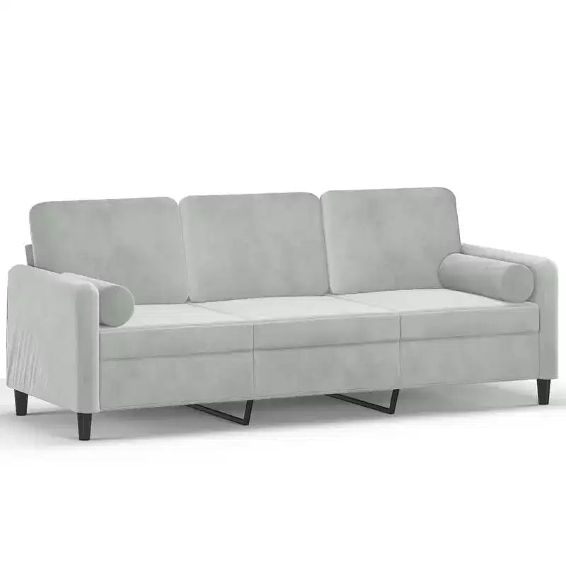 vidaXL 3-Seater Sofa with Throw Pillows Dark Gray 70.9 Velvet
