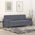3-Seater Sofa with Throw Pillows, Dark Gray, 70.9" Velvet
