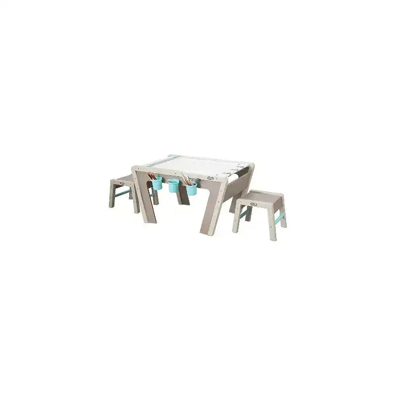 2-in-1 Kids Easel and Art Table with Adjustable Height, Stools and Storage for Creative Play