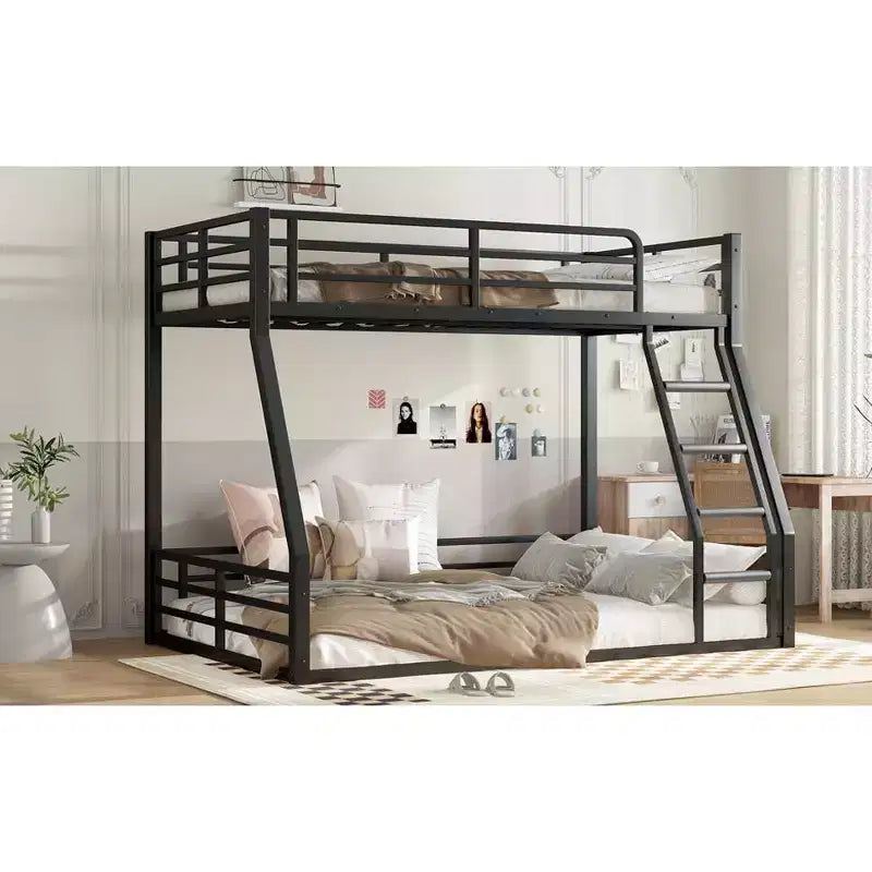 Metal Bunk Bed Frame, Space-Saving Low Floor Design, Heavy-Duty & Noise-Reduced, Multiple Size Options for Kids, Teens & Adults, Black