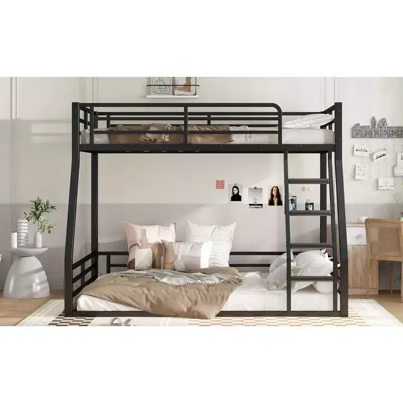 Metal Bunk Bed Frame, Space-Saving Low Floor Design, Heavy-Duty & Noise-Reduced, Multiple Size Options for Kids, Teens & Adults, Black