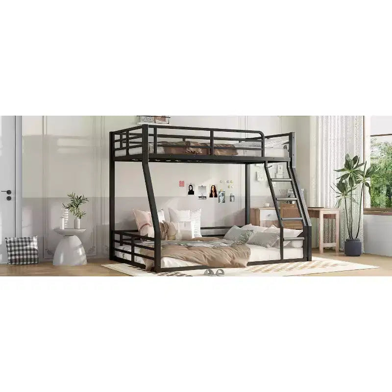 Metal Bunk Bed Frame, Space-Saving Low Floor Design, Heavy-Duty & Noise-Reduced, Multiple Size Options for Kids, Teens & Adults, Black