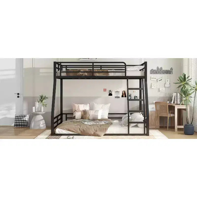 Metal Bunk Bed Frame, Space-Saving Low Floor Design, Heavy-Duty & Noise-Reduced, Multiple Size Options for Kids, Teens & Adults, Black