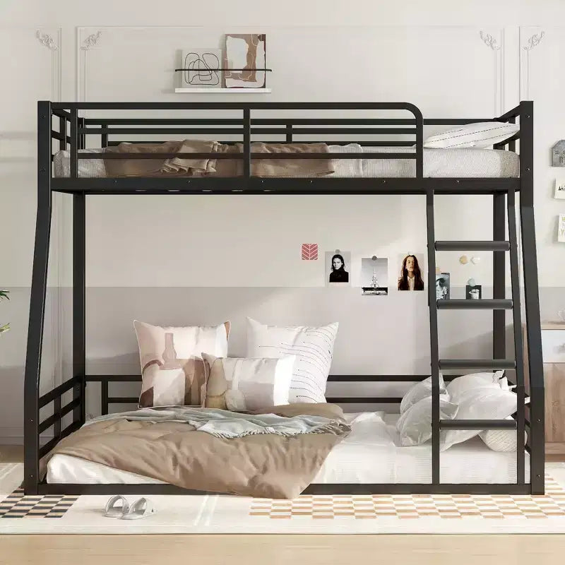 Metal Bunk Bed Frame, Space-Saving Low Floor Design, Heavy-Duty & Noise-Reduced, Multiple Size Options for Kids, Teens & Adults, Black