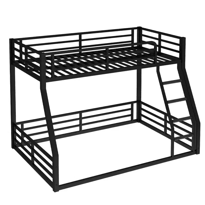 Metal Bunk Bed Frame, Space-Saving Low Floor Design, Heavy-Duty & Noise-Reduced, Multiple Size Options for Kids, Teens & Adults, Black