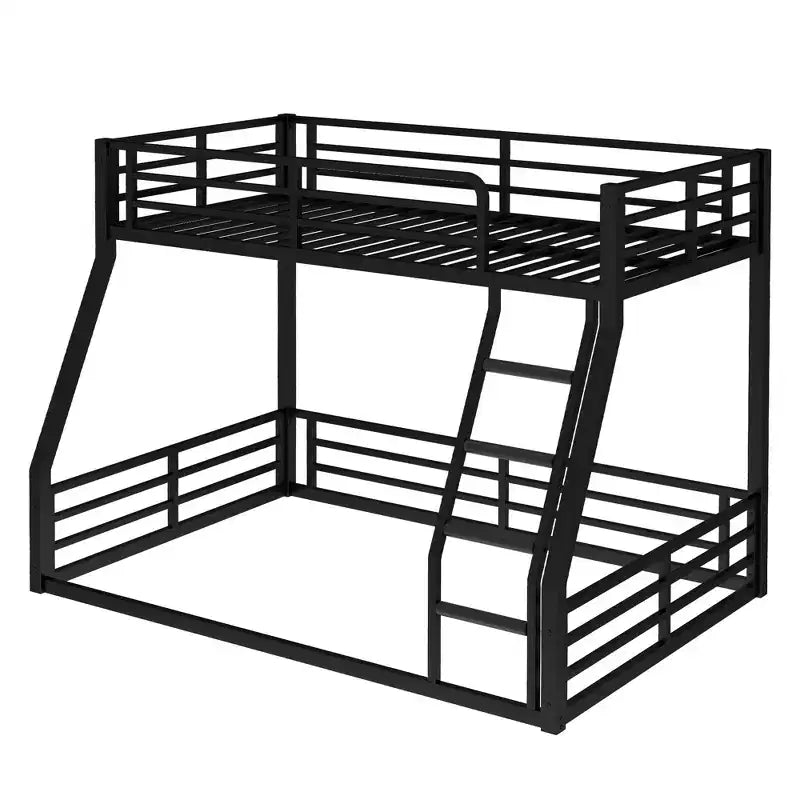 Metal Bunk Bed Frame, Space-Saving Low Floor Design, Heavy-Duty & Noise-Reduced, Multiple Size Options for Kids, Teens & Adults, Black