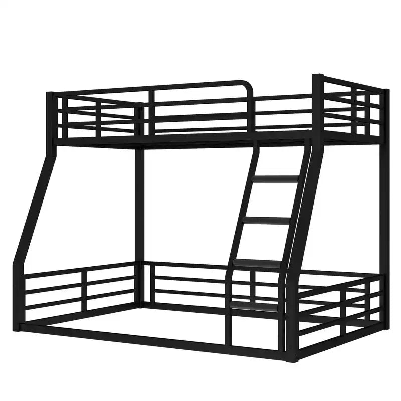 Metal Bunk Bed Frame, Space-Saving Low Floor Design, Heavy-Duty & Noise-Reduced, Multiple Size Options for Kids, Teens & Adults, Black