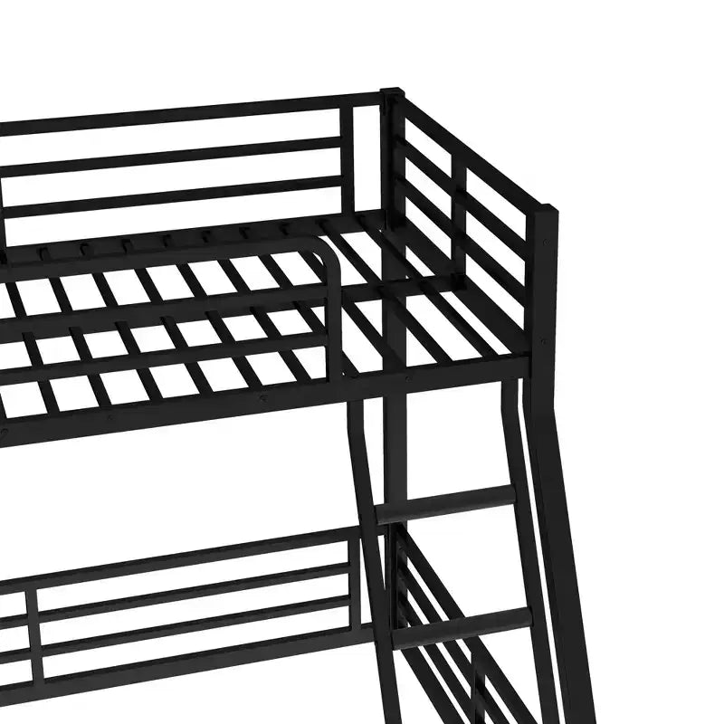 Metal Bunk Bed Frame, Space-Saving Low Floor Design, Heavy-Duty & Noise-Reduced, Multiple Size Options for Kids, Teens & Adults, Black