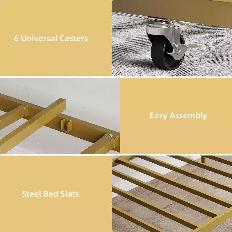 Twin Size Metal Daybed Frame with Storage, Heavy Duty Daybed with Metal Slats, Multifunctional Twin Day Bed for Living Room, Bedroom, Black