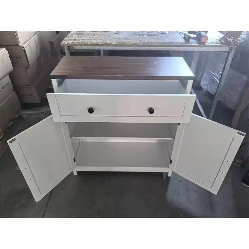 Kitchen Storage Sideboard, Buffet Table with Barn Doors, Drawer, Adjustable Shelf, Credenza Console Table for Kitchen, Dining Room, Entryway
