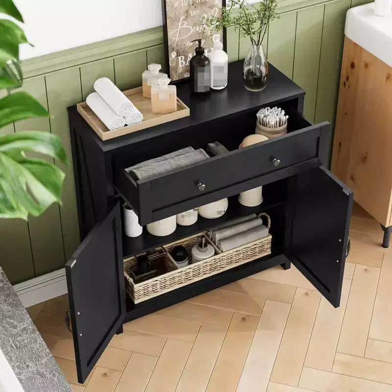 Kitchen Storage Sideboard, Buffet Table with Barn Doors, Drawer, Adjustable Shelf, Credenza Console Table for Kitchen, Dining Room, Entryway