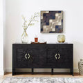 TUYOHW 60 Sideboard Buffet Cabinet,Buffet Table with Geometric Pattern,Adjustable Shelves,Outlet Holes,Console Cabinet for Kitchen,Dining Room
