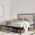 Full Size Bed Frame with Headboard Metal Platform Bed Frame Bedframe with Metal Slats Support Mattress Foundation Base Beds Under Bed Storage