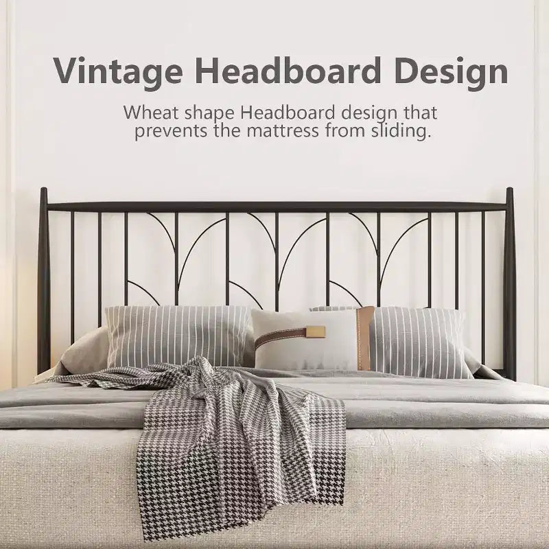 Full Size Bed Frame with Headboard Metal Platform Bed Frame Bedframe with Metal Slats Support Mattress Foundation Base Beds Under Bed Storage
