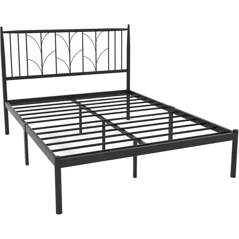Full Size Bed Frame with Headboard Metal Platform Bed Frame Bedframe with Metal Slats Support Mattress Foundation Base Beds Under Bed Storage
