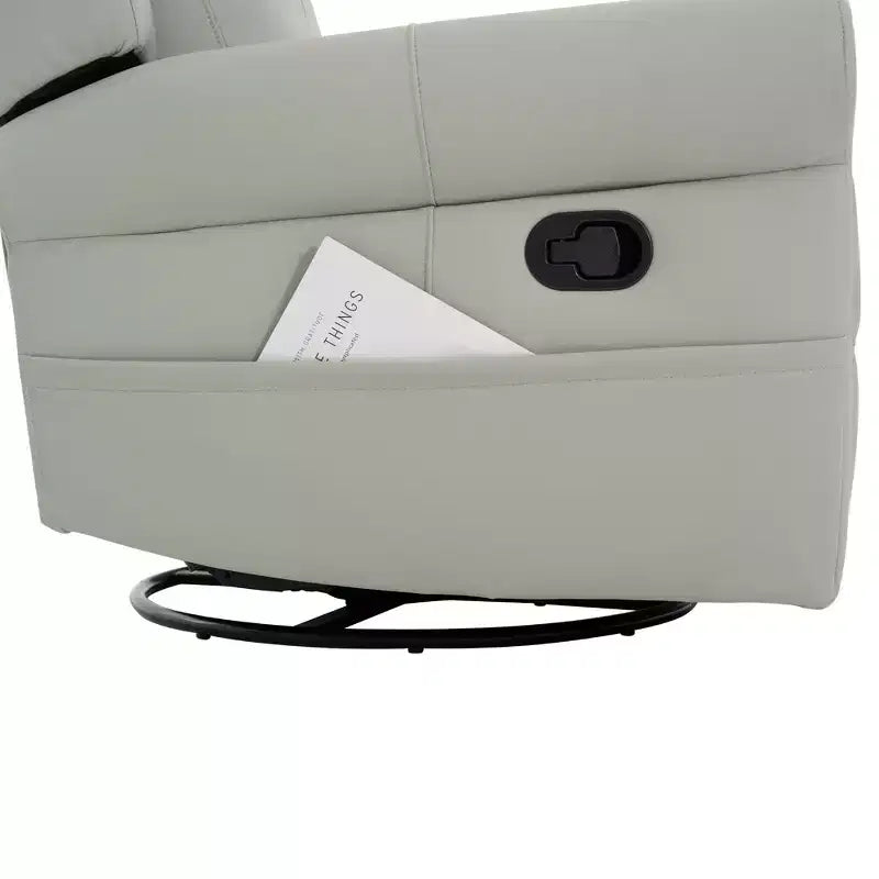 Modern 270° Swivel Faux Leather Upholstered Manual Recliner with Massage and Heating