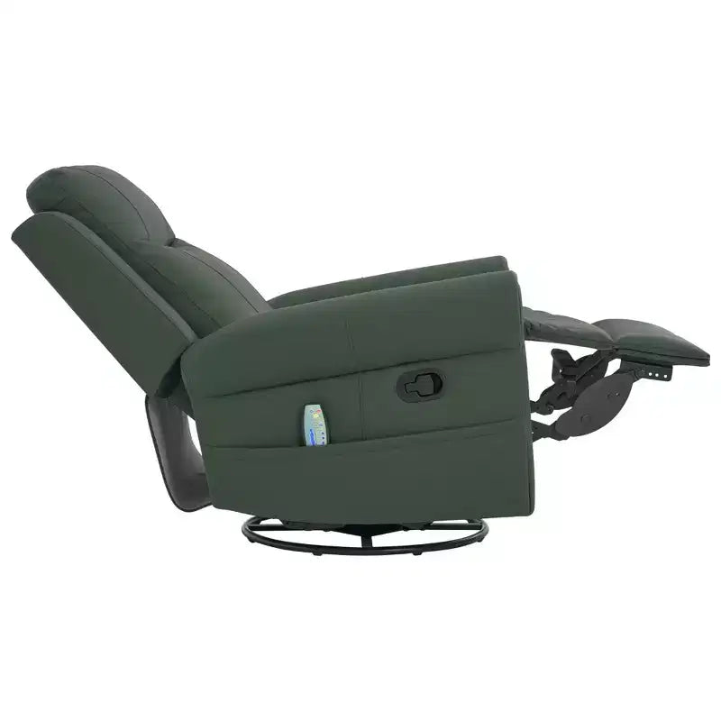 Modern 270° Swivel Faux Leather Upholstered Manual Recliner with Massage and Heating