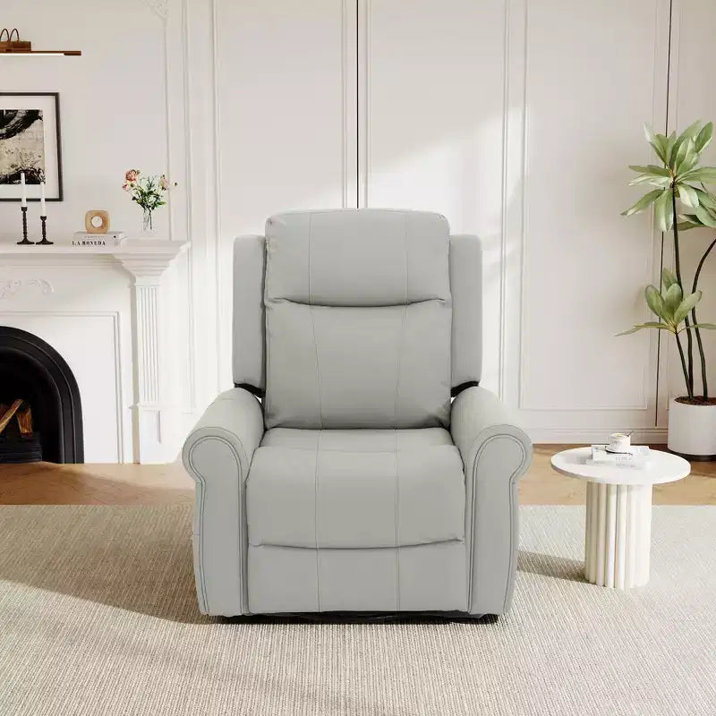 Christopher Knight Home Hannelore Modern 270Swivel Faux Leather Upholstered Manual Recliner with Massage and Heating