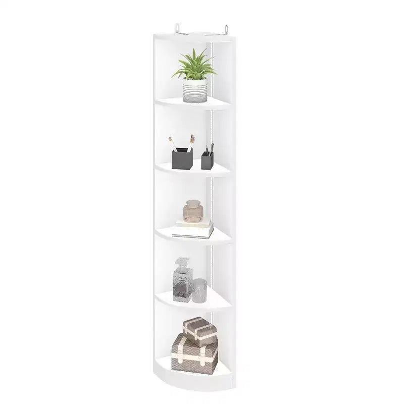 5-Tier Corner Bookcase With LED Light 70.8in Tall Modern Unit Corner Bookshelf Wooden Open Storage Book Shelves Floor Standing White