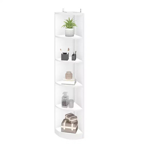 5-Tier Corner Bookcase With LED Light 70.8in Tall Modern Unit Corner Bookshelf Wooden Open Storage Book Shelves Floor Standing White