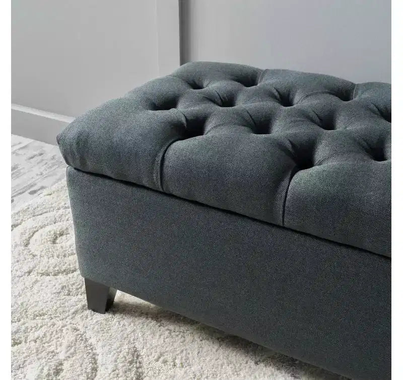 Storage Bench with Button Tufted Diamond Stitch, Versatile Ottoman Foot Rest with Cushion