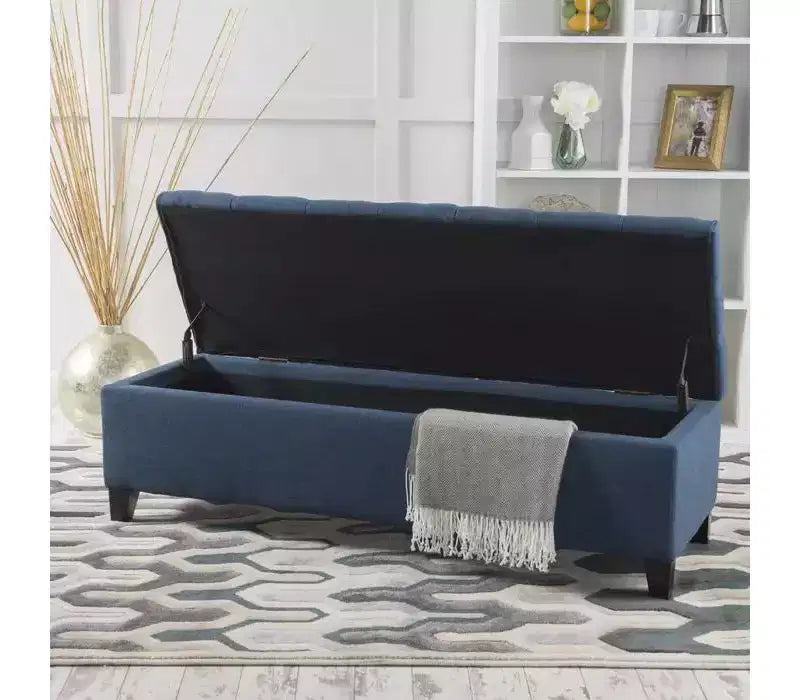 Storage Bench with Button Tufted Diamond Stitch, Versatile Ottoman Foot Rest with Cushion