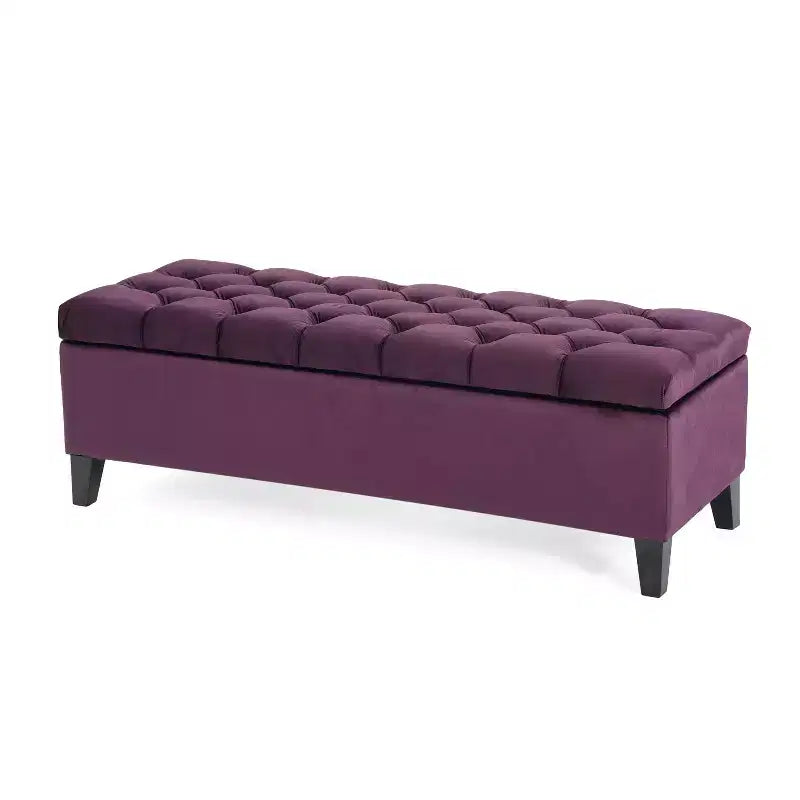 Storage Bench with Button Tufted Diamond Stitch, Versatile Ottoman Foot Rest with Cushion