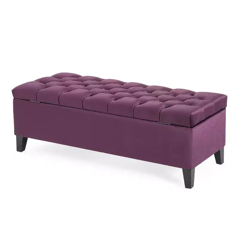 Storage Bench with Button Tufted Diamond Stitch, Versatile Ottoman Foot Rest with Cushion