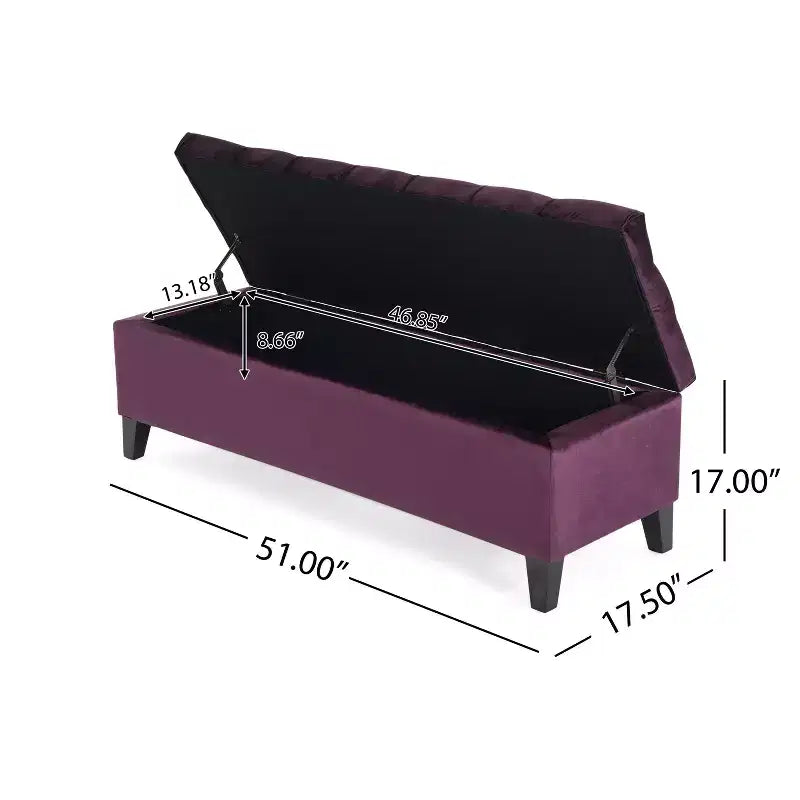 Storage Bench with Button Tufted Diamond Stitch, Versatile Ottoman Foot Rest with Cushion