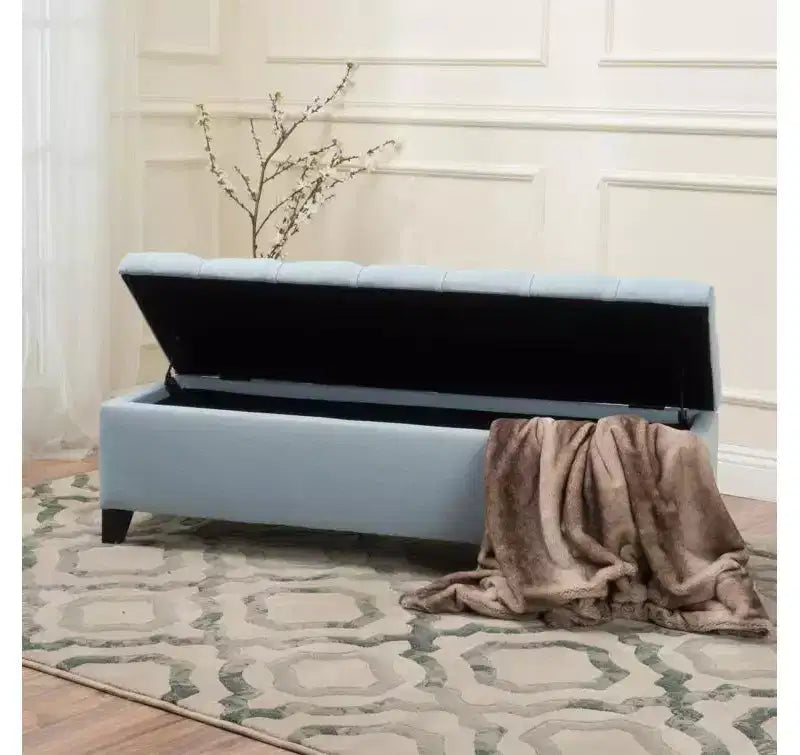 Storage Bench with Button Tufted Diamond Stitch, Versatile Ottoman Foot Rest with Cushion