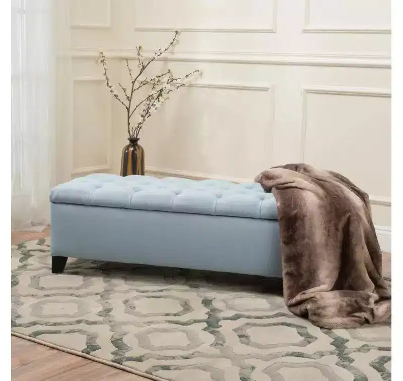 Storage Bench with Button Tufted Diamond Stitch, Versatile Ottoman Foot Rest with Cushion
