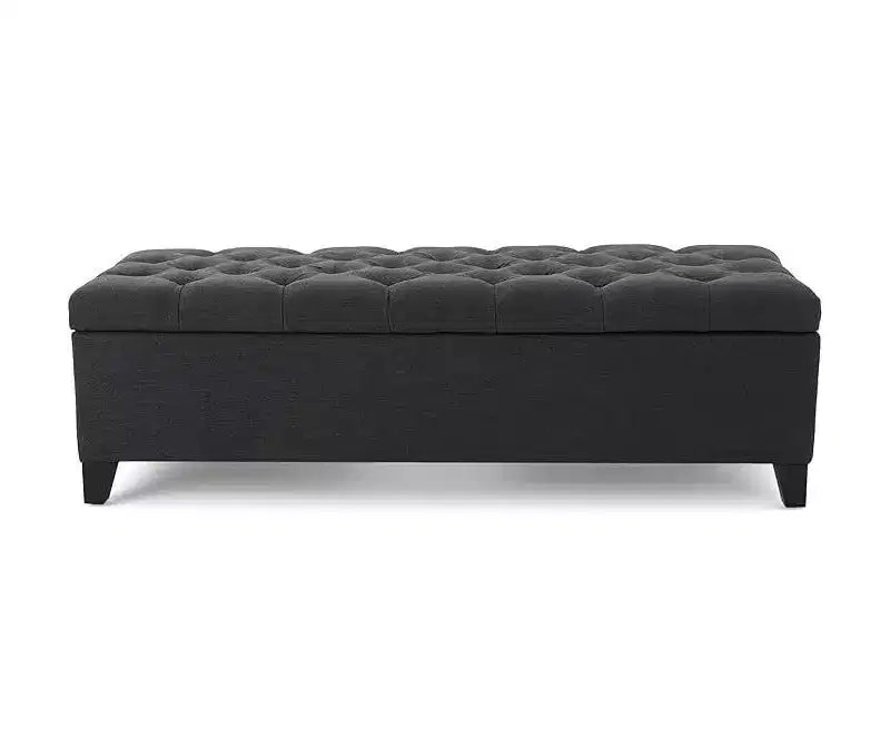 Storage Bench with Button Tufted Diamond Stitch, Versatile Ottoman Foot Rest with Cushion