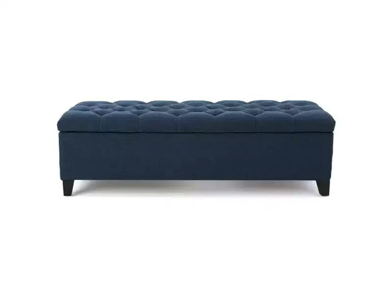 Okak Elegent Storage Bench with Button Tufted Diamond Stitch, Versatile Ottoman Foot Rest, Easy-Assemble Ottoman with Cushion