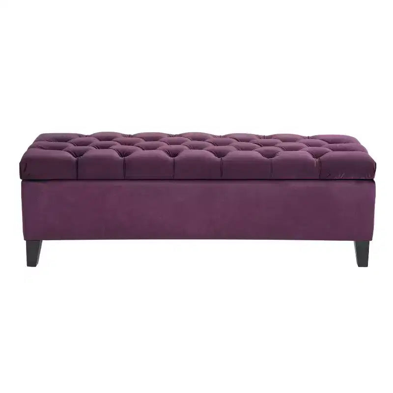 Storage Bench with Button Tufted Diamond Stitch, Versatile Ottoman Foot Rest with Cushion