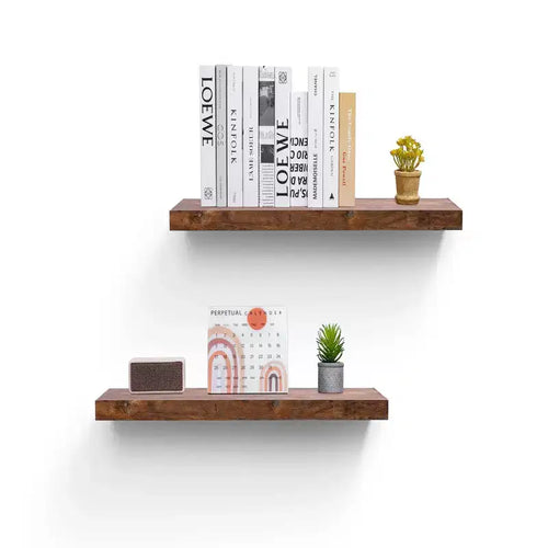 31.5 Maple Floating Shelf C invisible-bracket wood wall mount, perfect bathroom/bedroom/kitchen dcor or book/plant display, easy install.