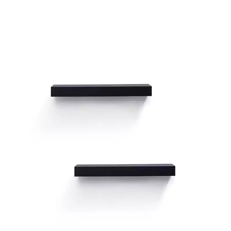 18.11 Black LED Floating Shelf C invisible-bracket wood wall mount with built-in LED, perfect bathroom/bedroom/kitchen dcor or book/plant display
