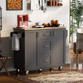 TUYOHW 50Inch Rolling Kitchen Island with 3 Drawer,2 Slide-Out Shelf and Internal Storage Rack
