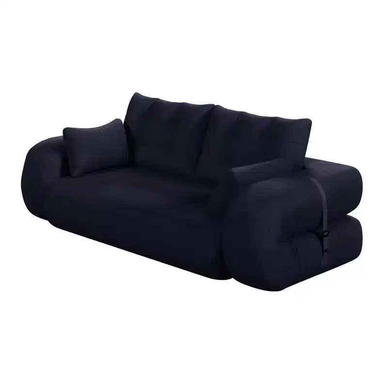 MAYEERTY 78.7 Multifunctional Foldable Sofa Bed, 3-in-1 Teddy Fabric Foam Filled Sleepder Sofa Bed Dark Blue