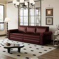 MAYEERTY 93.7 King Pull Out Sofa Bed, 3-in-1 Faux Leather Convertible Sleeper Sofa with Nailhead Trim& Rolled Arm Burgundy